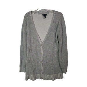 Lane Bryant Gray V-Neck Knit Long Sleeve Cardigan Sweater Womans Plus Size 22/24